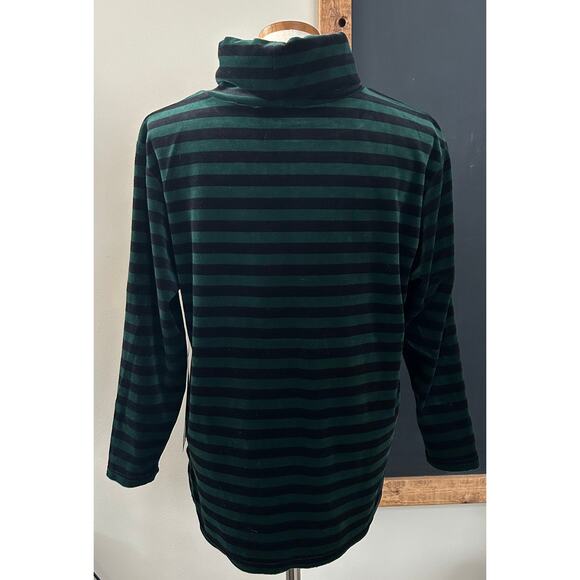 Vintage NWT Sag Harbor Velour Cowl Neck Top M Deadstock Green Black Striped 90s - Picture 9 of 10